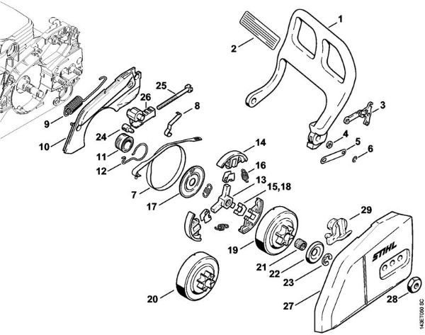 Zage z bencinskim motorjem (MS) 017 Å citnik za roke, zavora verige della Marca Stihl